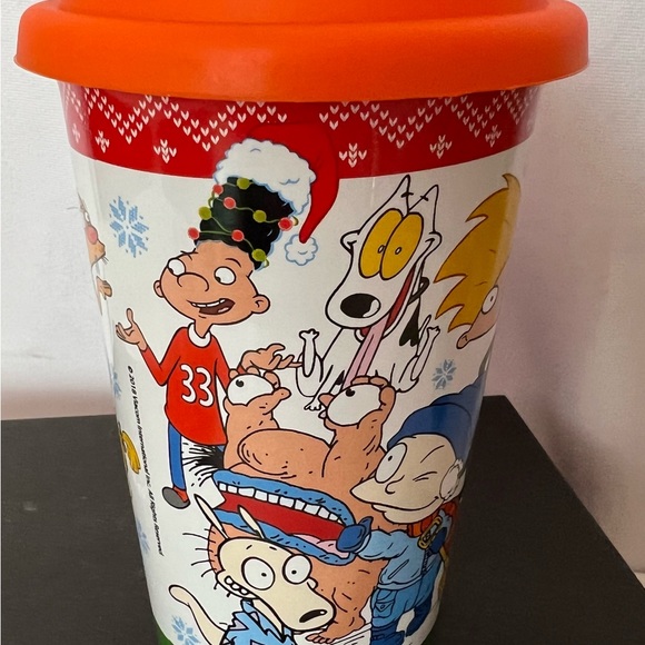 NEW Nickelodeon Cartoon Characters travel Coffee MUG with lid Cup  pair of socks - Picture 9 of 11